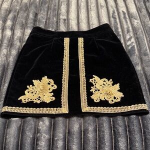 Velvet Black and Gold Embroidered Skirt